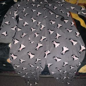 Penguin hooded onesie with pockets